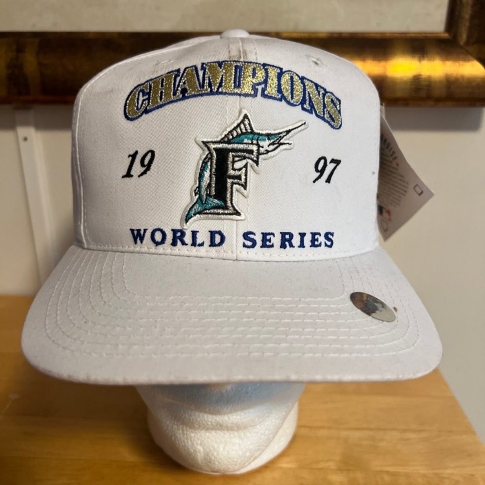 NWT Florida Marlins 1997 World Series Adjustable White Hat/Cap Vtg 97’